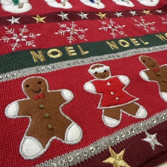 Vintage All Points By Reference Point Ugly Christmas Sweater Joy Noel Women's L - Picture 11 of 15